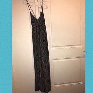 M.Frederick Long Black and White Dress.
